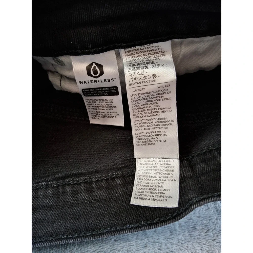 Levi Strauss Co WaterLess Mens Charcoal Black Straight Leg Denim Jeans 34x34 541